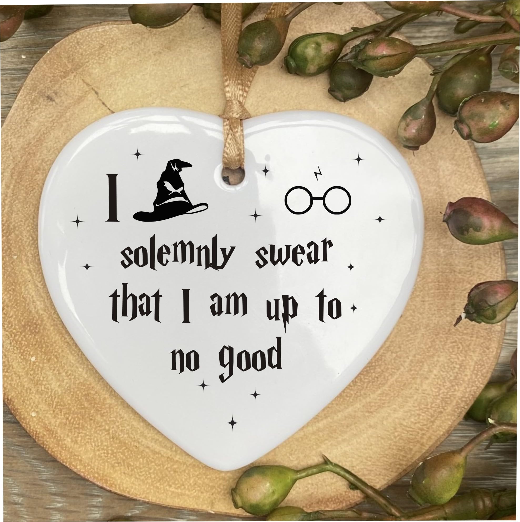 The Sticker Studio Ltd Gold Solemnly Up To No Good H Potter Heart Quote Ceramic Heart Shape Plaque Gift Sign Cr16