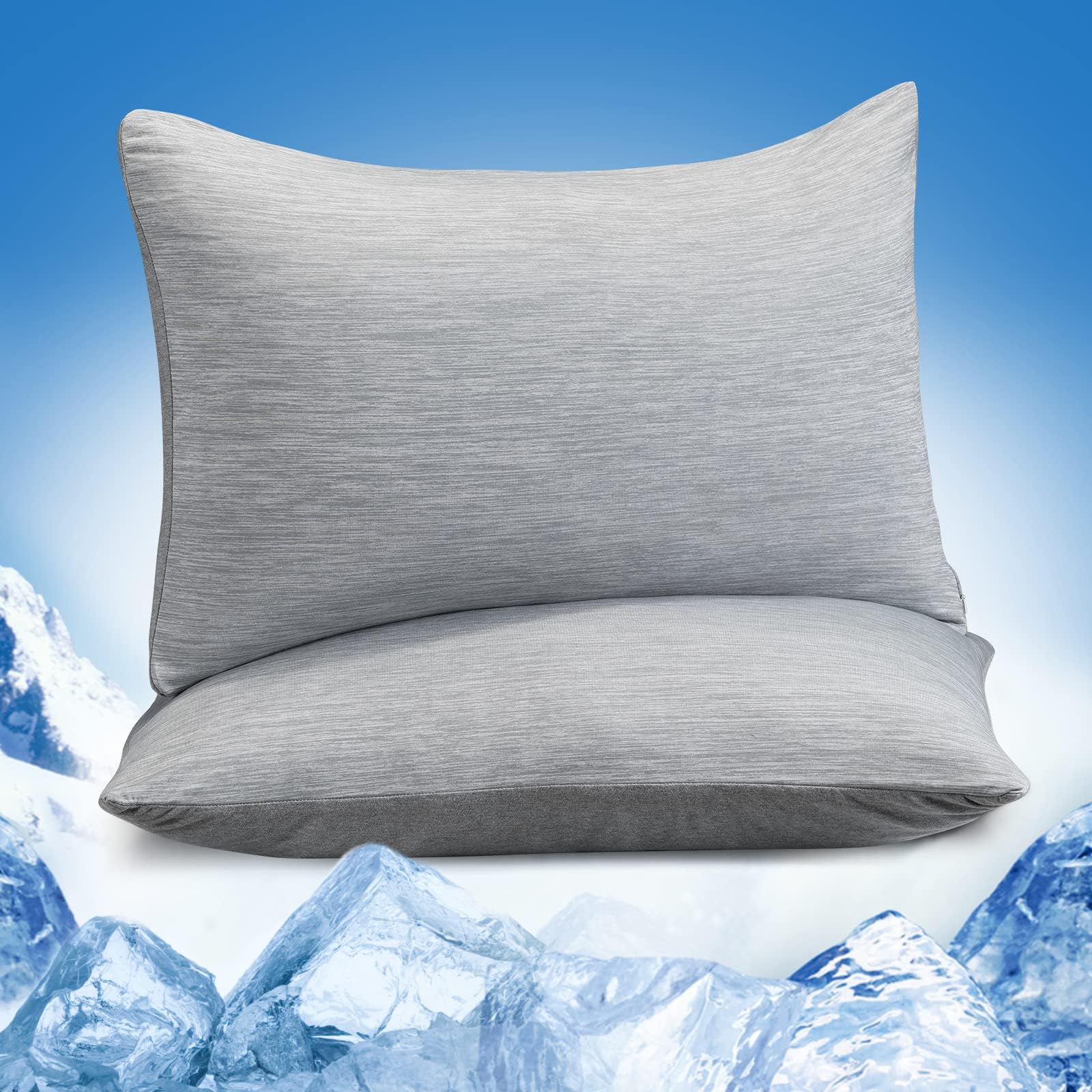 Marchpower Cooling Pillowcases, Arc-chill 2 Pack Q-Max 0.5 Cool Pillow Cases for Hot Sleepers Night Sweats, Double Sided Breathable & Soft Cooling Pillow Cover with Hidden Zipper - 50X75cm, Gray