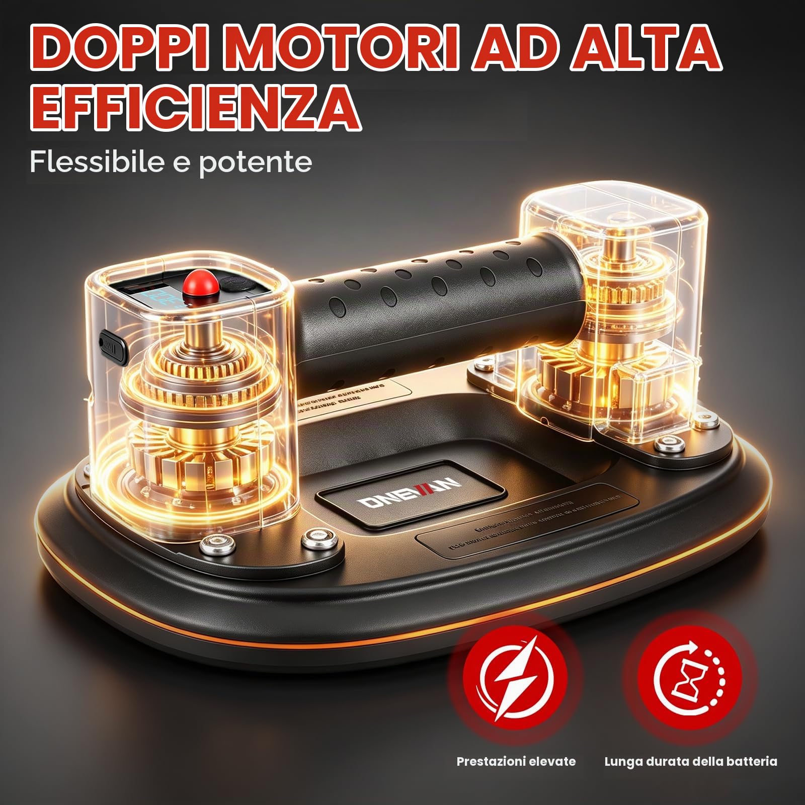 ONEVAN Ventosa per Piastrelle 2pezzi, sollevamento 300 kg, 4000mAh Pastella