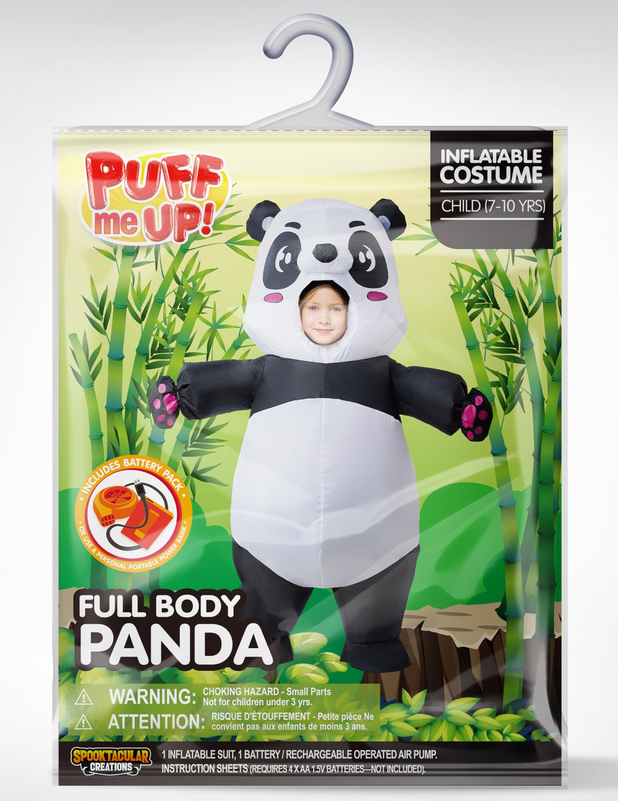 Spooktacular Creations Costume gonflable d'Halloween pour enfants, panda gonflable avec gants, pour soirées cosplay sur le thème d'Halloween