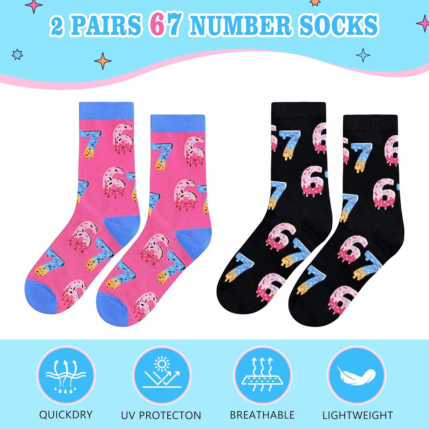 67 Socks Ice Cream Six Seven Socks Meme Novelty Funny Gifts for Boys Girls Back To School Gift - Image 5