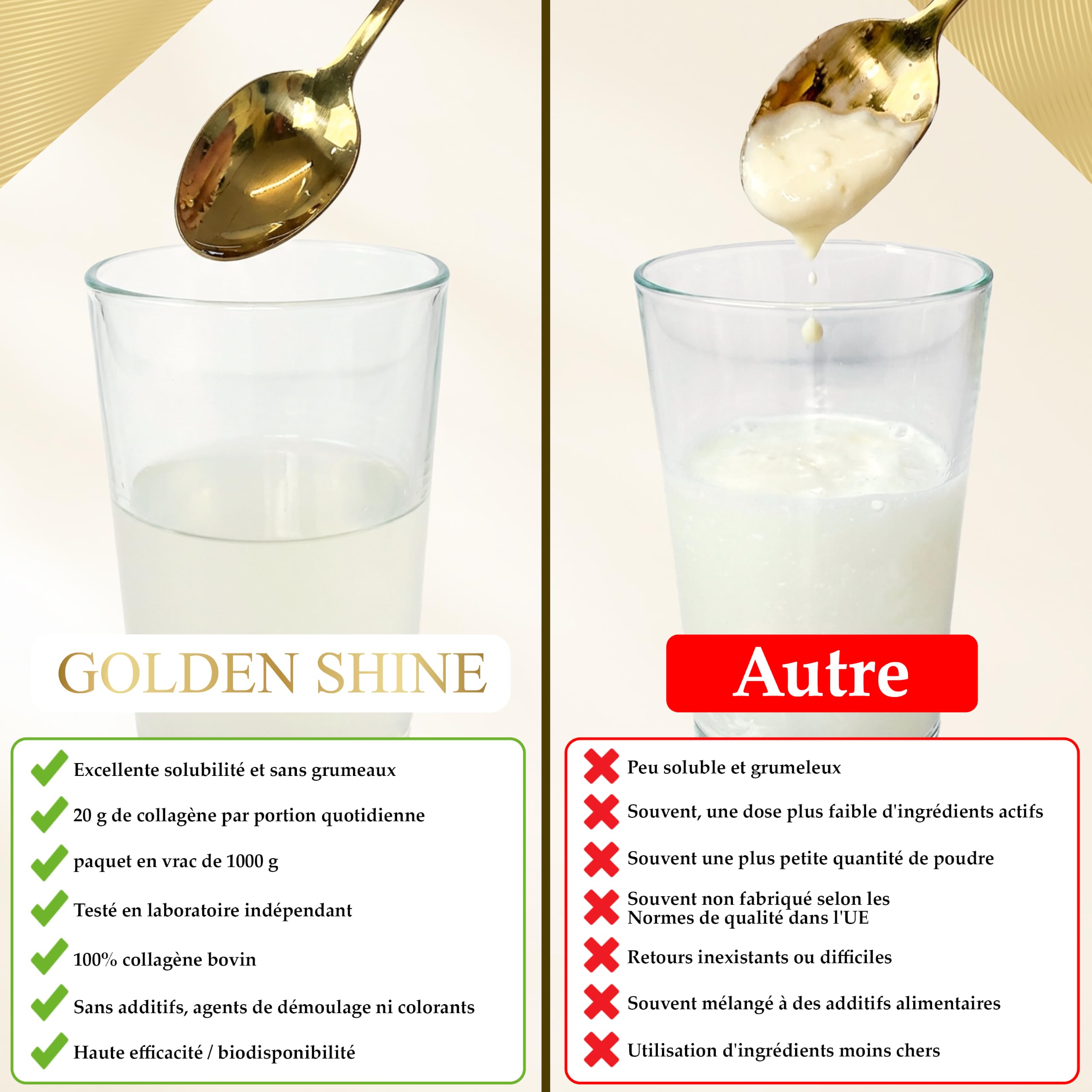 Collagène en Poudre 1000 g 100% hydrolysat de collagène pur peptides de types 1, 2 et 3 excellente solubilité goût neutre formule de pure qualité contrôlée
