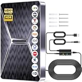 2025 Upgraded Indoor TV Antenna, 2800+ Miles Range HD Digital Antenna for Smart TV, Strongest Antenna with Amplified Signal Booster Supports 4K 8K 1080p All TVs- 38FT Coaxial Cable for Local Channels