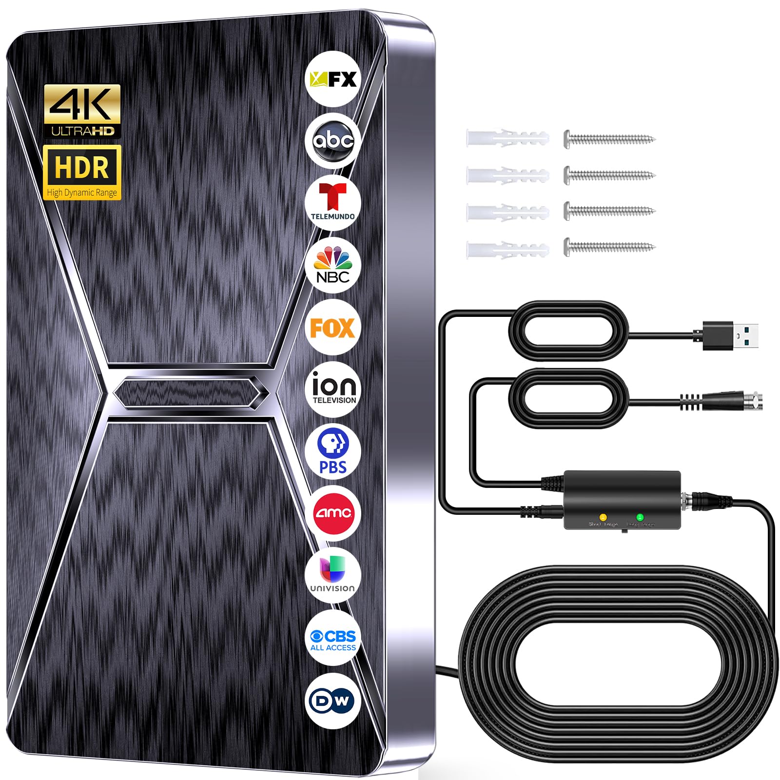 2026 Upgraded Indoor TV Antenna, 3200+ Miles Range HD Digital Antenna for Smart TV, Strongest with Amplified Signal Booster Supports 4K 8K 1080p All TVs- 38FT Coaxial Cable for Local Channels