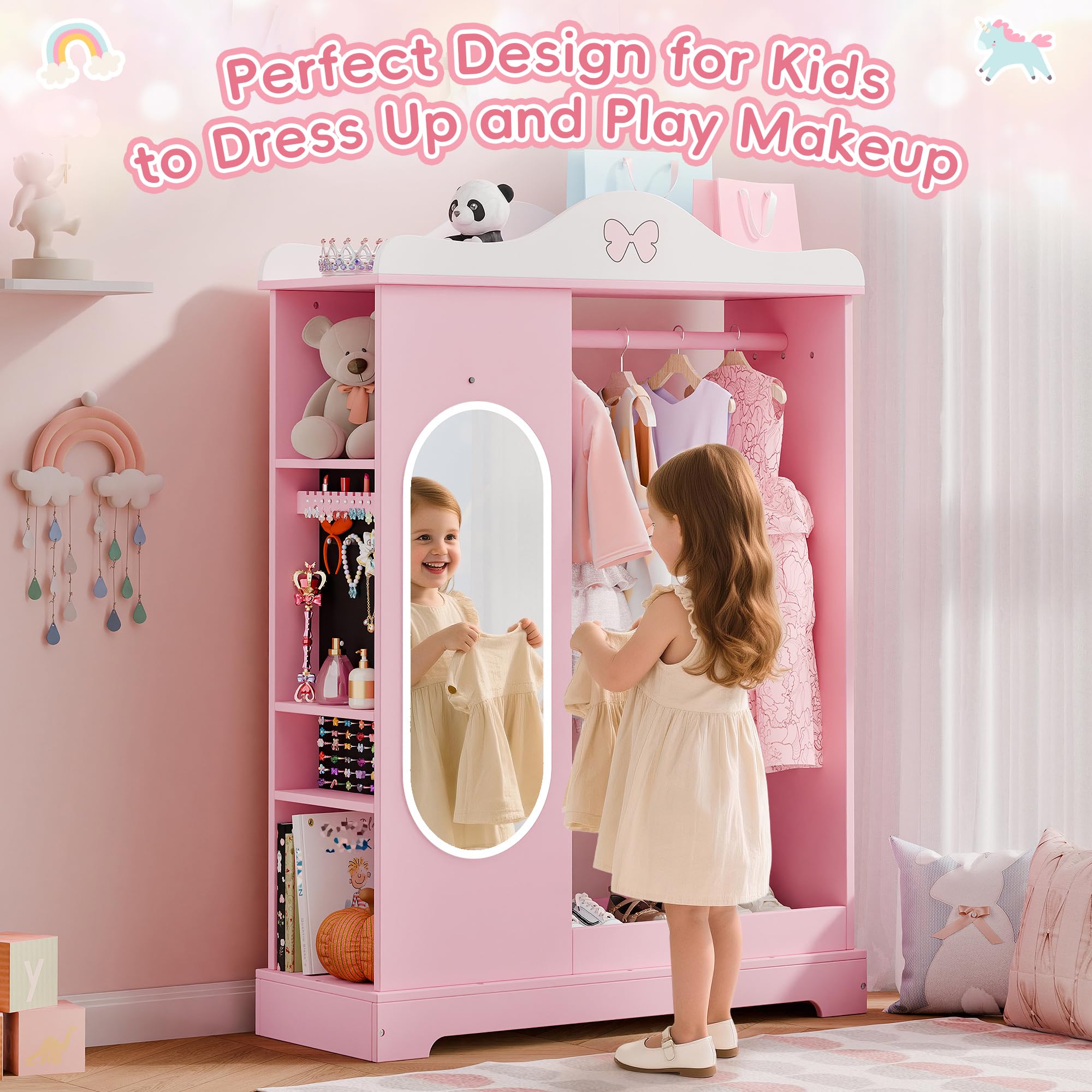 open lace back dress Amazon.com: Xilingol Kids Armoire with a Jewelry Cabinet, Princess Dress Up  Closet with Mirror, Kids Wardrobe Closet with Storage Shelves, Armoire Costume  Organizer for Bedroom, Kids Room, Girl (Pink) : Home &