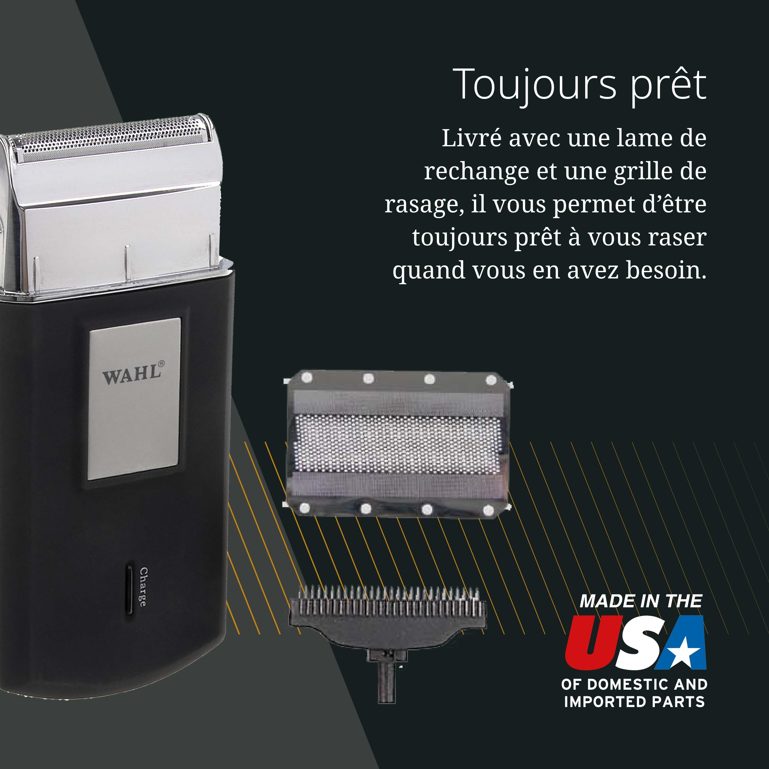 Wahl Mobile Shaver – Rasoir Électrique sans Fil avec Étui de Voyage – Grille Flexible pour un Rasage Très de Près