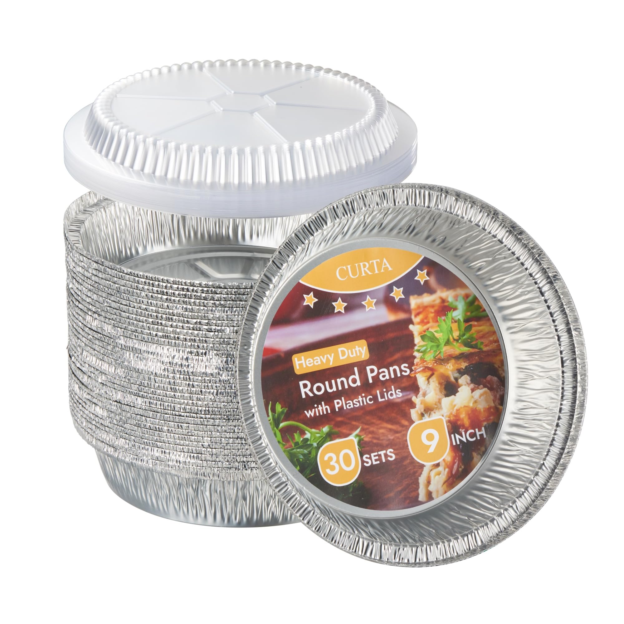 CURTA 9 Inch Round Aluminum Foil Pans 30 Pack