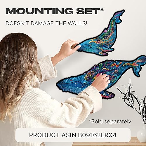 Miniatura 6 de UNIDRAGON Rompecabezas de madera originales, ballenas lechosas, 98 piezas, tamaño pequeño de 9.8 x 5.9 pulgadas, hermoso paquete de regalo, forma