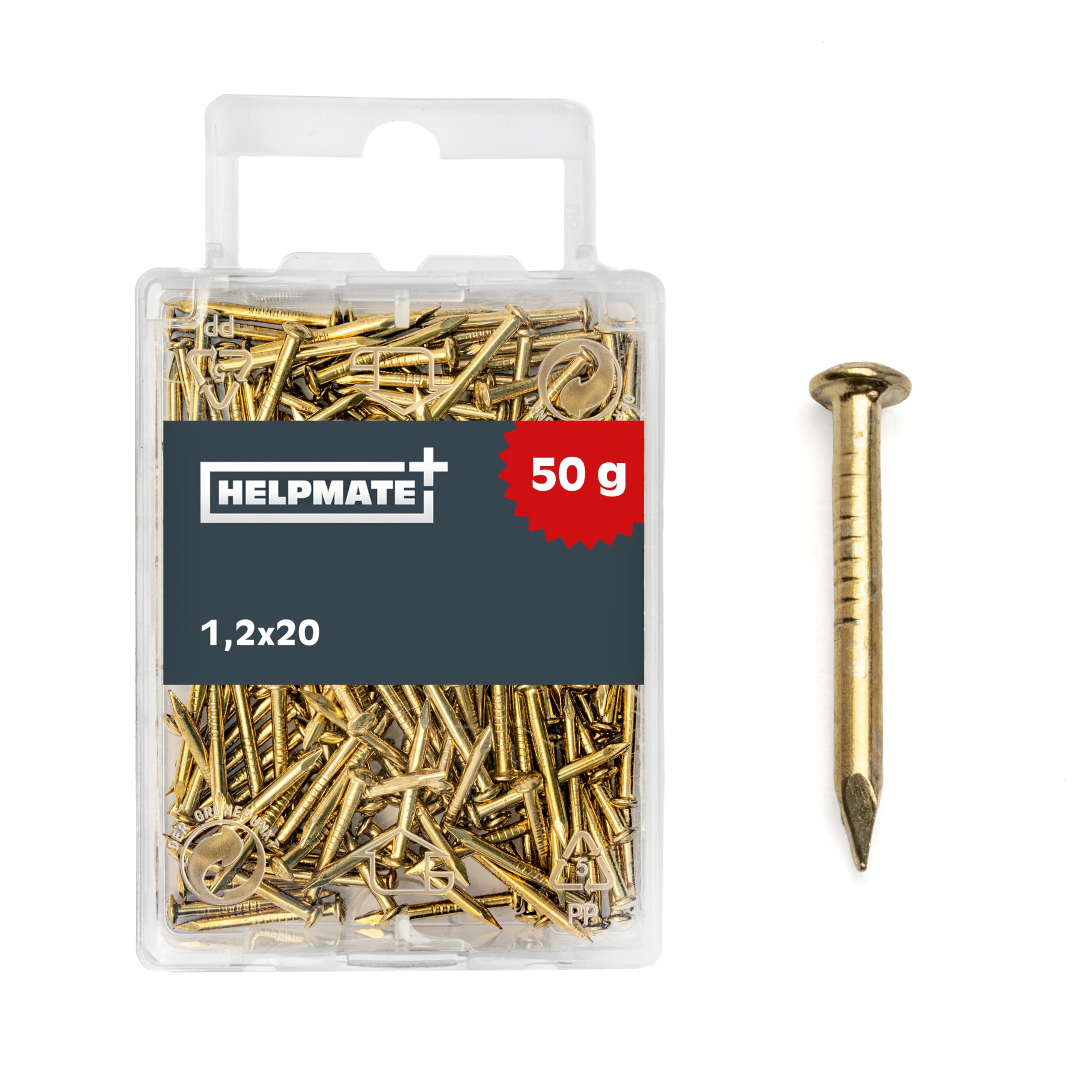 Chiodi a testa tonda 1,2x20 mm ottonato 50 grammi acciaio per legno bricolage