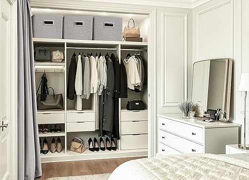 Miniatura 5 de DECOMOMO Contenedores de almacenamiento para estantes de tela robusta para estantes, almacenamiento de juguetes, ropa y libros (paquete de 3, color