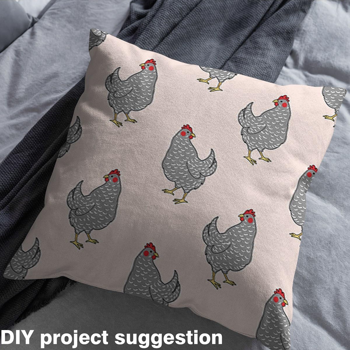 Erosebridal Chicken Fabric By The Yard Cartoon Chicken Upholstery Fabric Farm Animal Decorative Fabric Rustic Nature Indoor Outdoor Fabric for Kids,Pink Waterproof Craft Patchwork 5 Yards