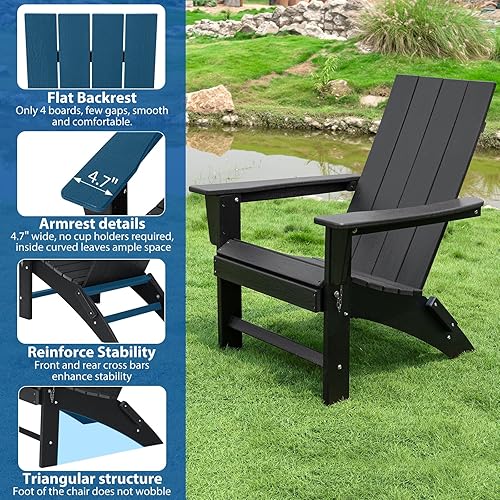 Miniatura 7 de Silla plegable Adirondack resistente a la intemperie, sillas plegables para hoguera de polietileno de alta densidad al aire libre, silla Adirondack
