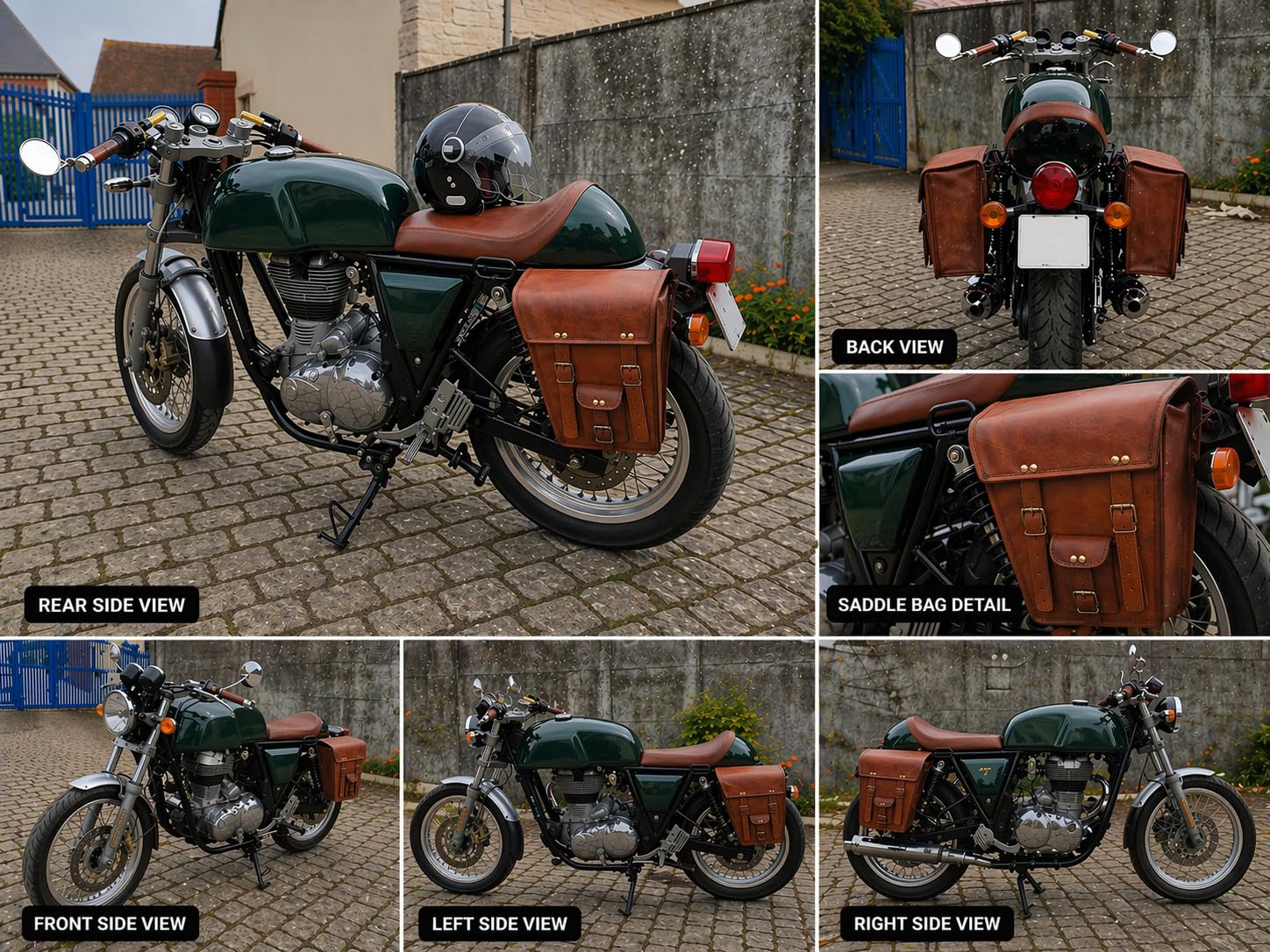 American Blue 2 x Sacoches Latérales pour Moto en Cuir Marron pour Homme (2 Pièces)