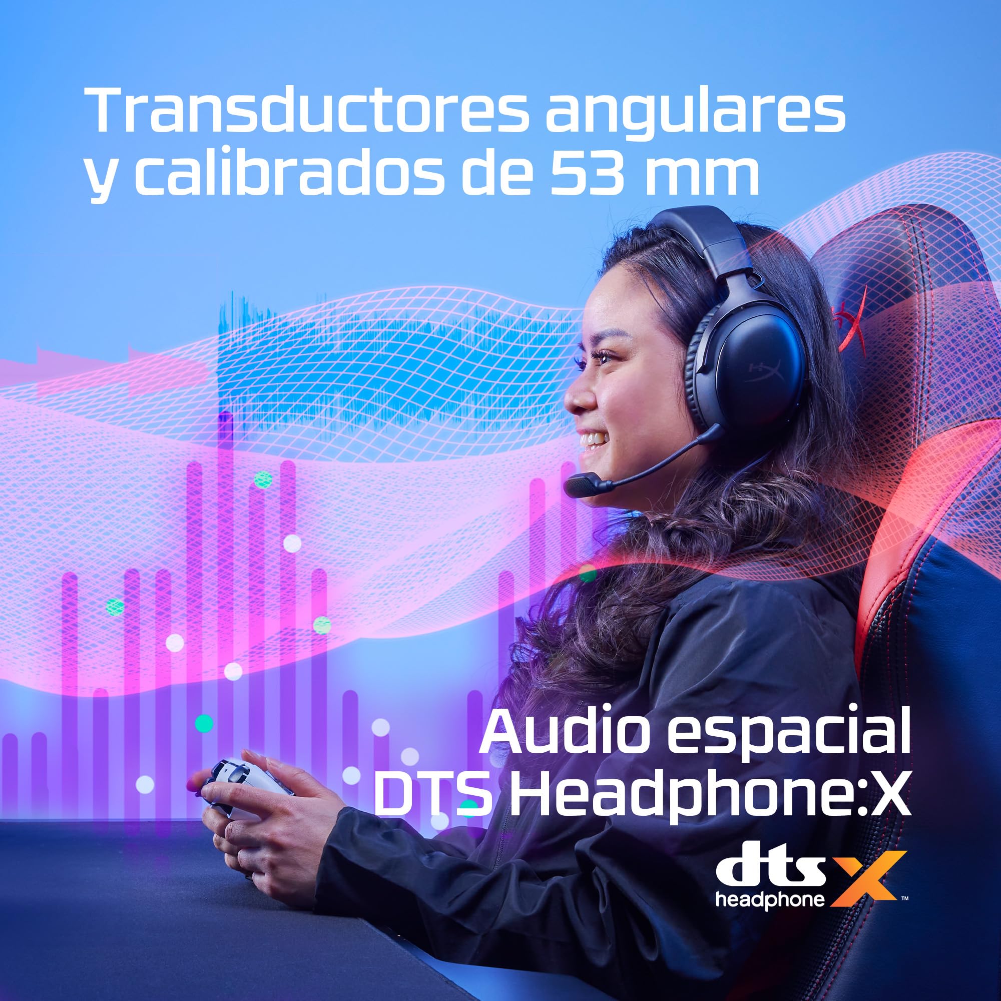 HyperX Cloud III Wireless Auriculares Gaming para PC, PS5, PS4, batería hasta 120 horas, 2.4GHz, drivers 53mm, Micrófono 10mm, Rojo