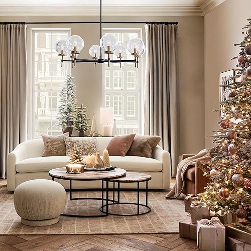 Miniatura 4 de Candelabro redondo con globo de cristal, lámpara redonda Camryn (36 pulgadas)