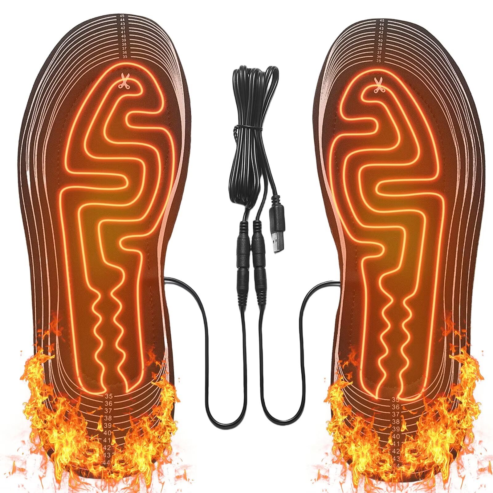 Semelles Chauffantes Rechargeables USB - Lavables, Pour Chaussures - Randonnée, Ski, Chasse En Hiver