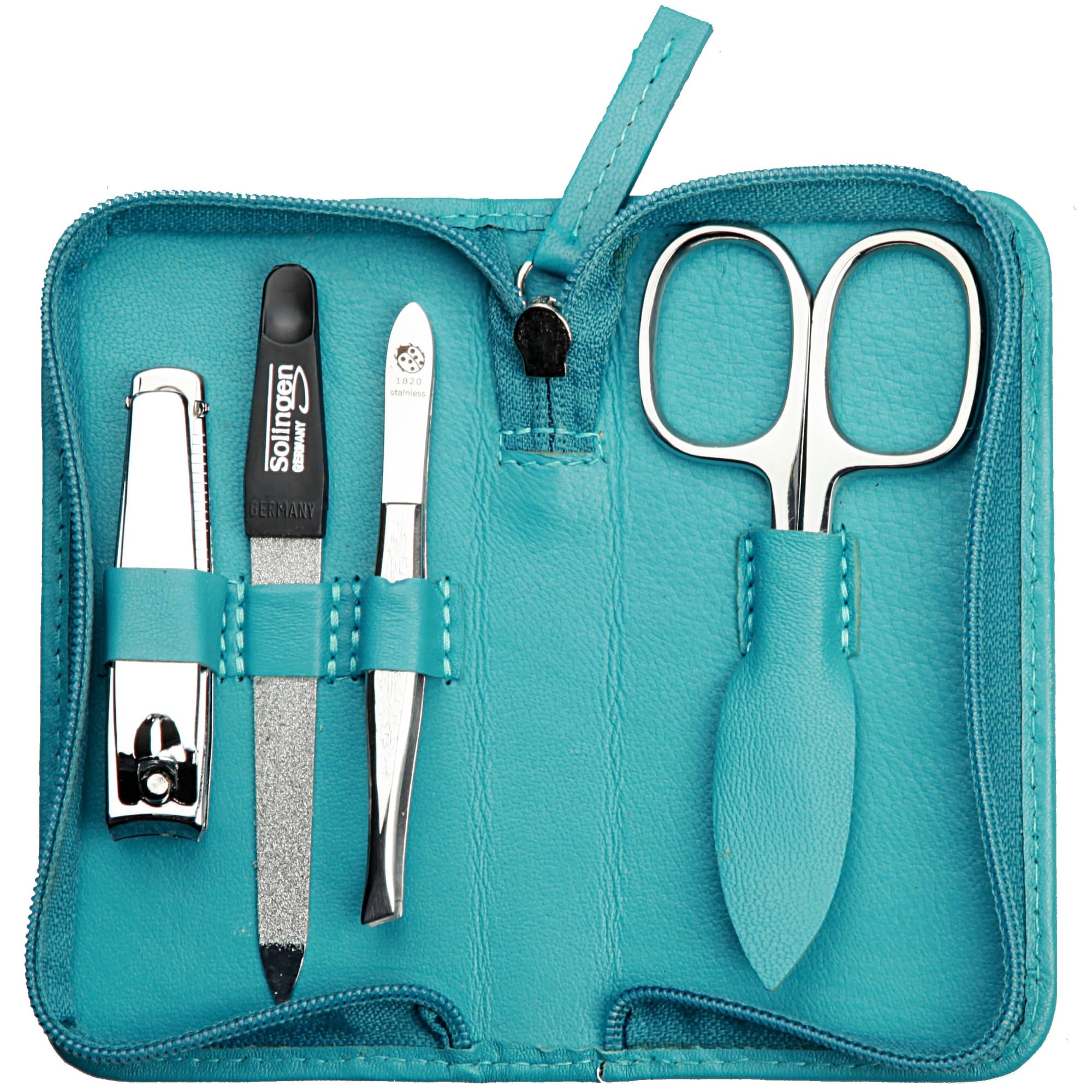 Manicure Set 4-Piece Travel Case, Nail Scissors, Nail Clippers, Nail File and Tweezers - Image 2