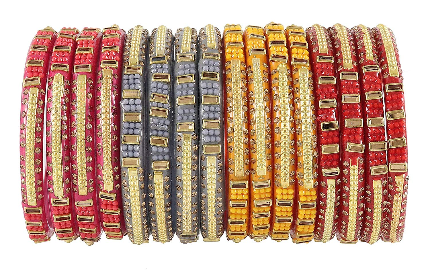 ZULKA Glass with Zircon Gemstone Or Beads Studded worked Glossy Finished Kada Set For Women and Girls, (MultiColour3_2.4 Inches), Pack Of 16 Kada Set (B08MW7N33L) Amazon Price History, Amazon Price Tracker