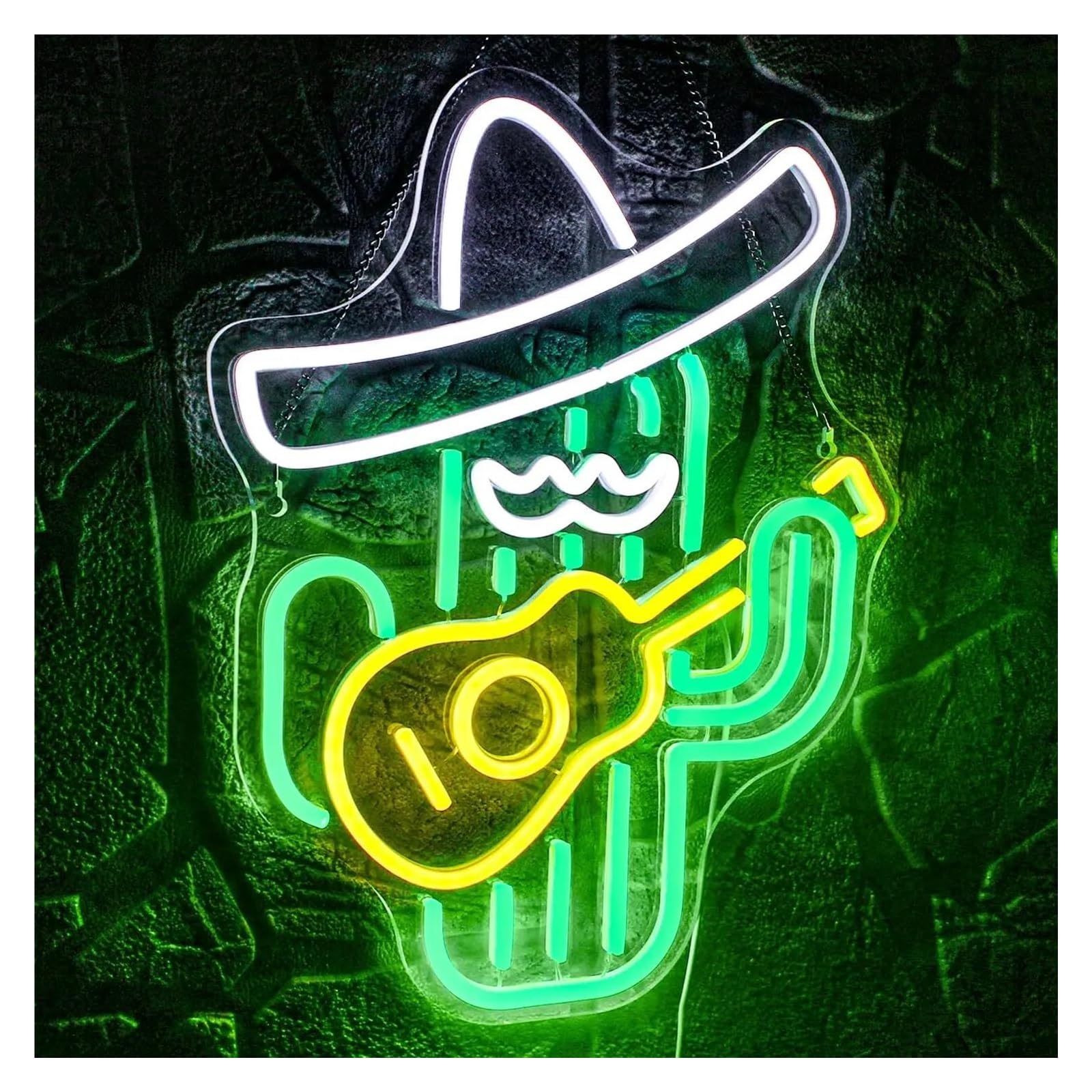 Lemst One Color Signs Lamp Cowboy Hat Cactus Neon Sign Light For Bedroom Game Room Kids Room Bar Party Shop Home Wall Decor Dimmable Usb Powered Lamp 32.8Cmx41cm