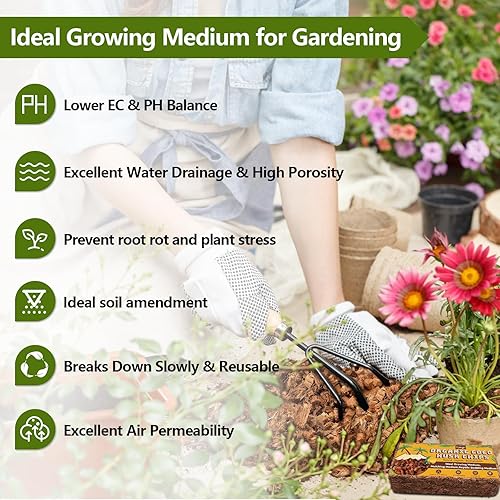 Miniatura 6 de Legigo Chips de cáscara de coco de 1.1 libras - Chips de coco 100% orgánico de fibra de coco mezcla de tierra para macetas con bajo equilibrio de EC