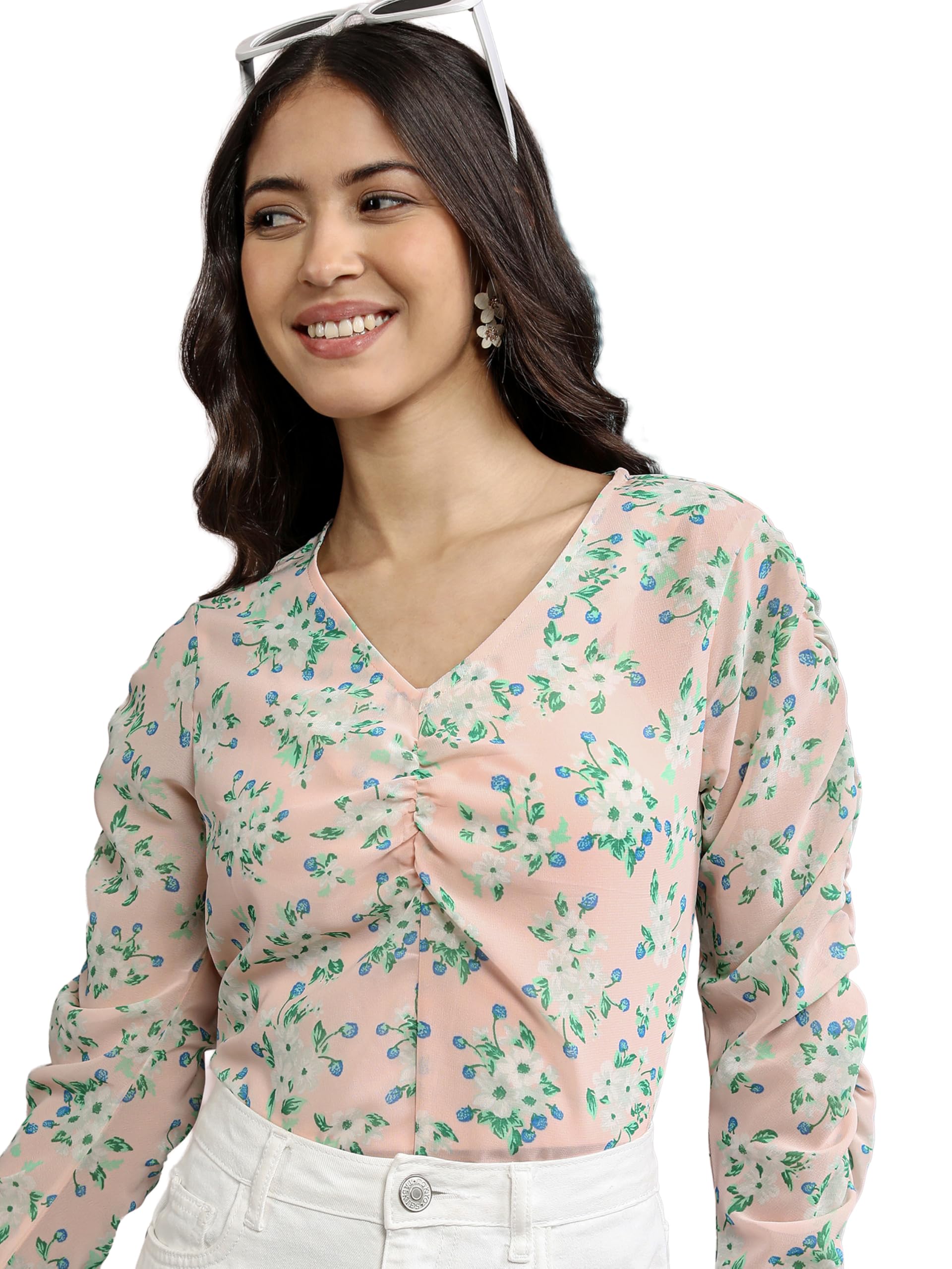 tokyo talkies Women's Long Sleeves V-Neck Printed Tops| Stylish Casual wear-picture-15