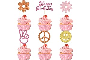 Smiley Face Cupcake Topper: Groovy Birthday Party Decorations