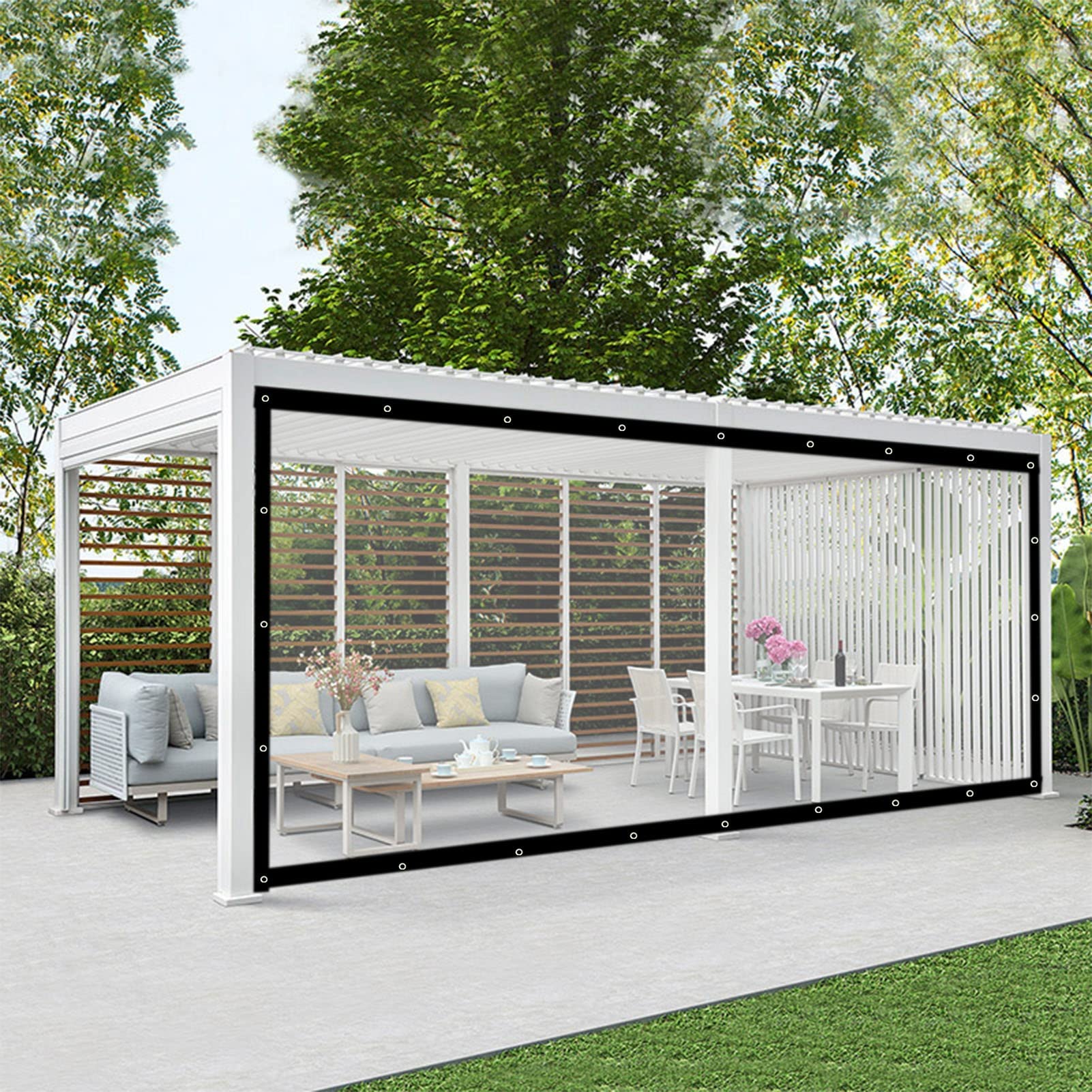 SHUDONGDEN Outdoor Clear Tarp Gordijn Waterdicht, Waterdichte Heavy Duty PVC Transparant Dekzeil, Luifel Luifel Patio Behuizing Voor Greenhouse Zeilen, Plastic Mulc,2.3x8m/7.5x26.2ft