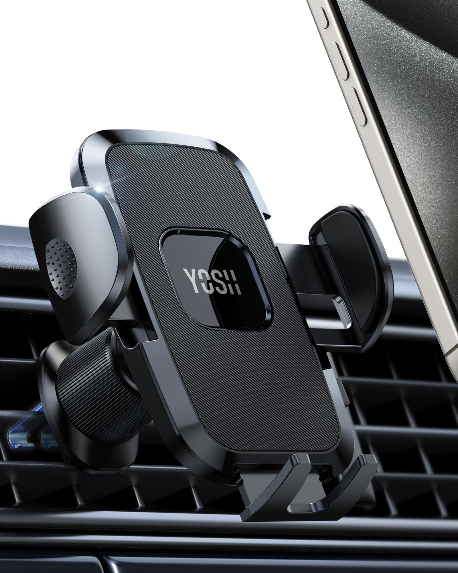 YOSH Car Phone Holder with Double Lock Metal Hook, Air Vent Mobile Phone Car Mount, Super Stable & Big Phone Friendly Cradle for iPhone 16 15 14 13 12 Pro Max Samsung S24 S23 Pixel