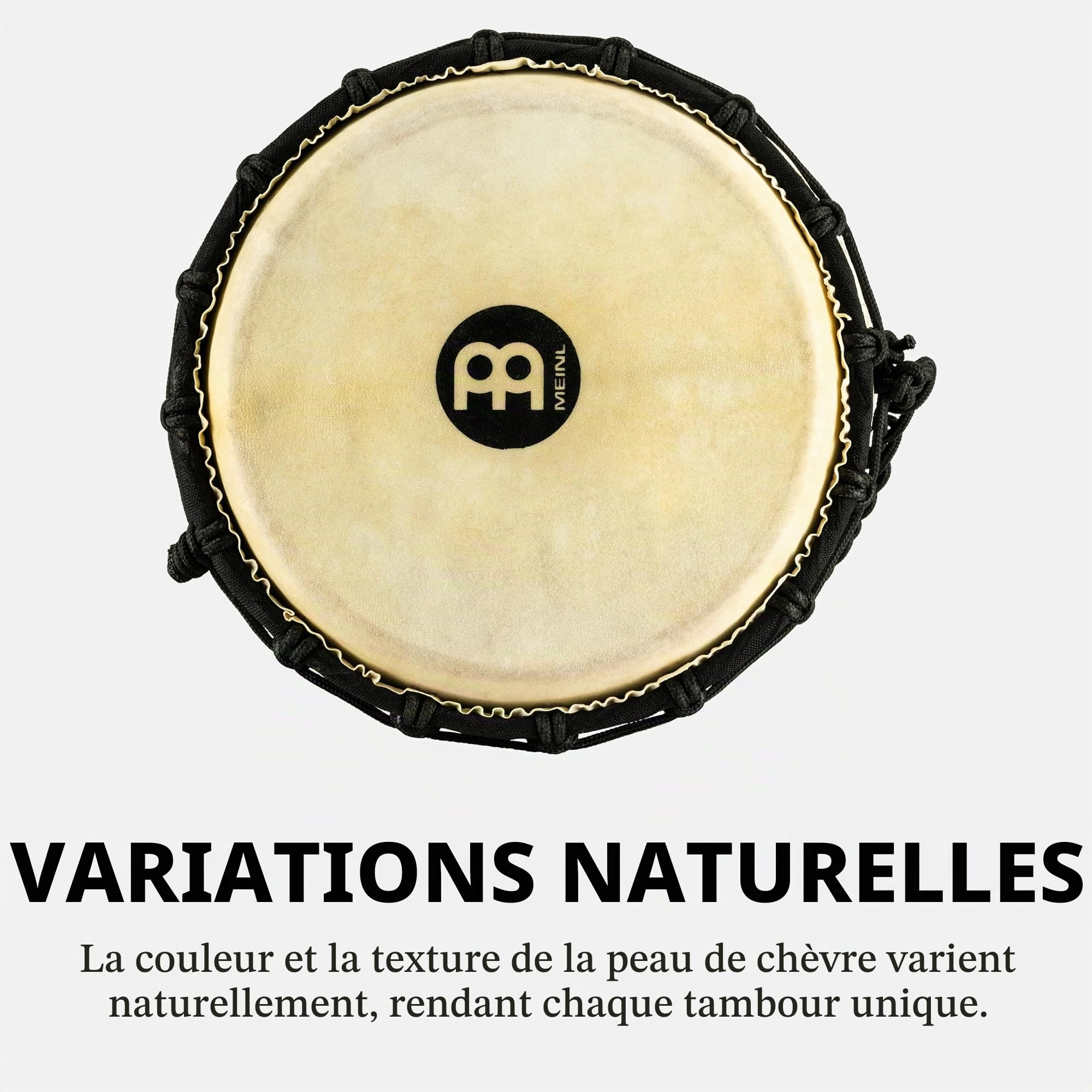 Meinl Percussion Djembe River À Cordes – Petite Percussion à Main – Avec Peau de Chèvre – Diamètre 8 pouces – Acajou, Noir (HDJ3-S)