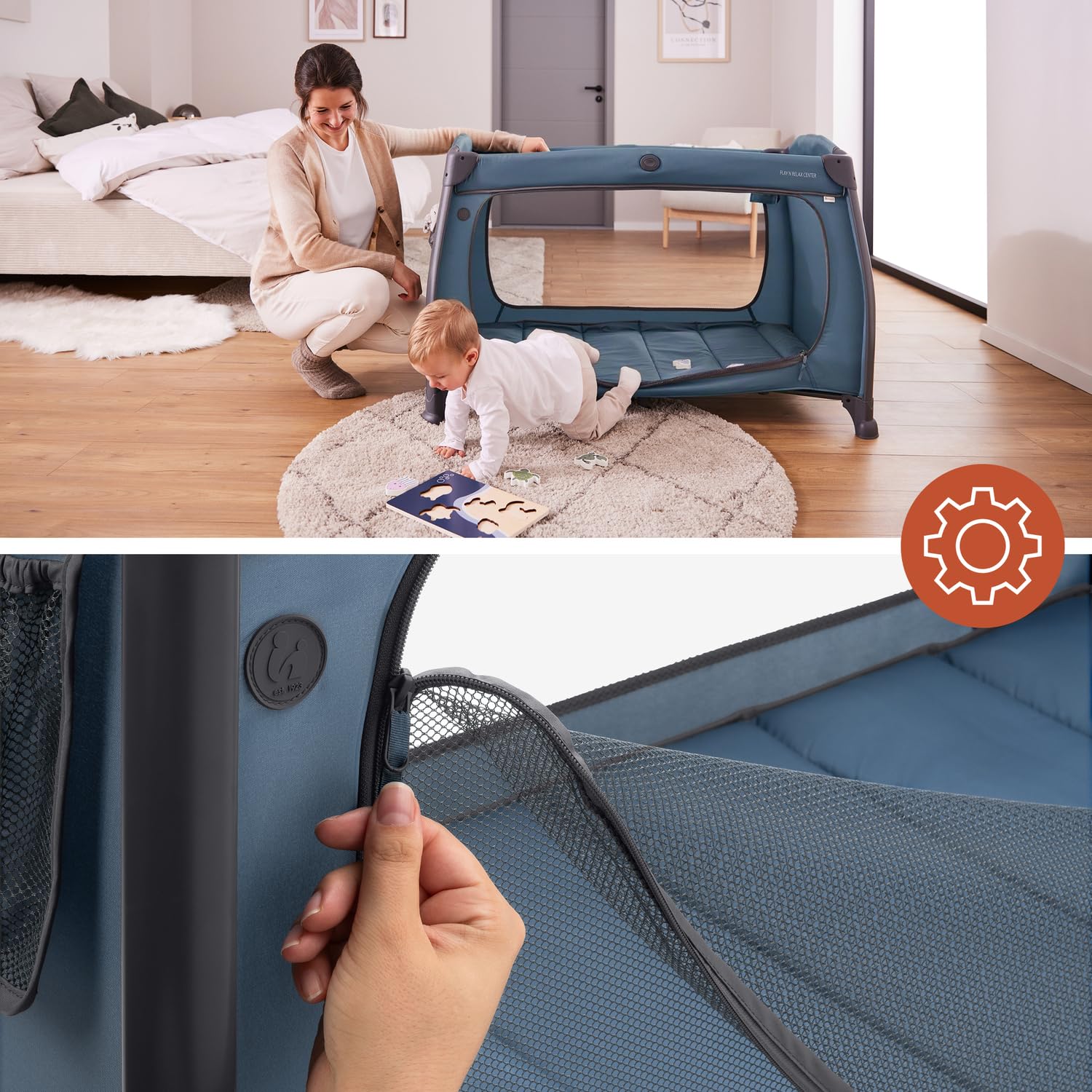 Hauck Cuna de Viaje Bebe Play N Relax - Doble Altura Recién Nacidos - Azul