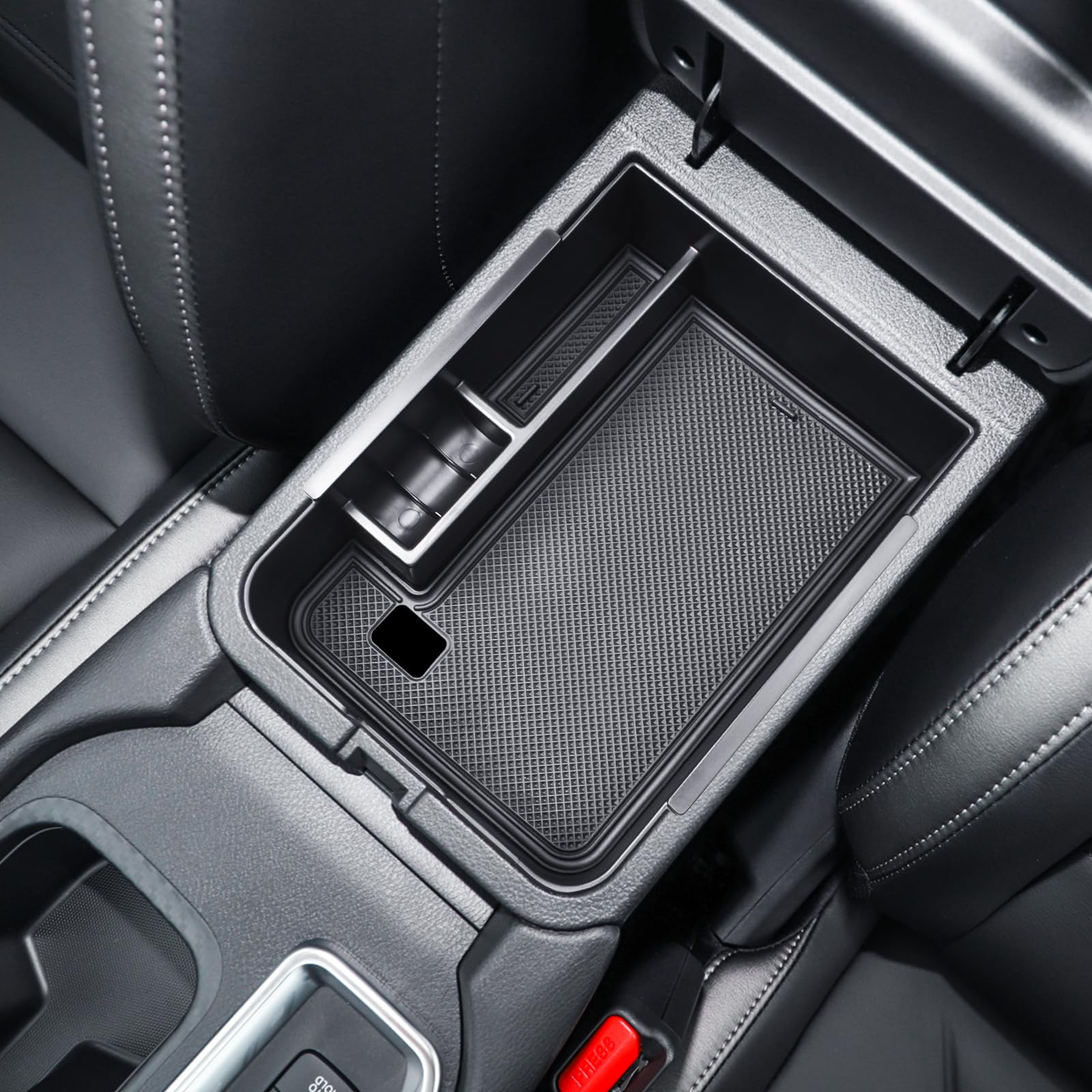RUNROADCenter Console Tray Compatible with Nissan Sentra 2020 2021 2022 2023 2024 2025 Accessories, Armrest Tray Secondary Storage Box Coin Holder, Black (NOT Fit Manual Transmission)