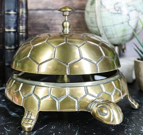 Miniatura 8 de Ebros Gift Campana grande de 10 pulgadas de largo, estilo náutico vintage, estilo náutico, tortuga, campana, pisapapeles, acabado de latón antiguo,