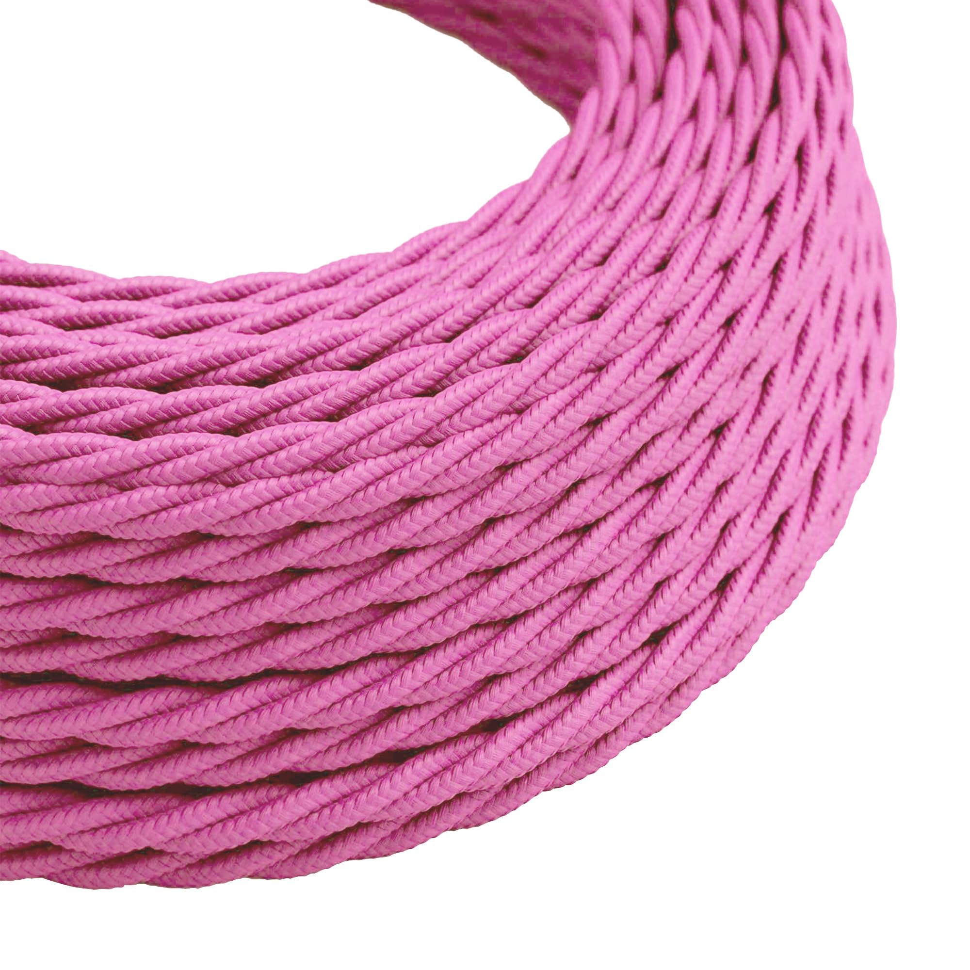 5 Meter Vintage 3 Core Twisted Electric Cable Fabric Covered Wire Italian Braided 0.75 mm Electrical Cable Flexible Wire for Lighting Other Appliances (Baby Pink)