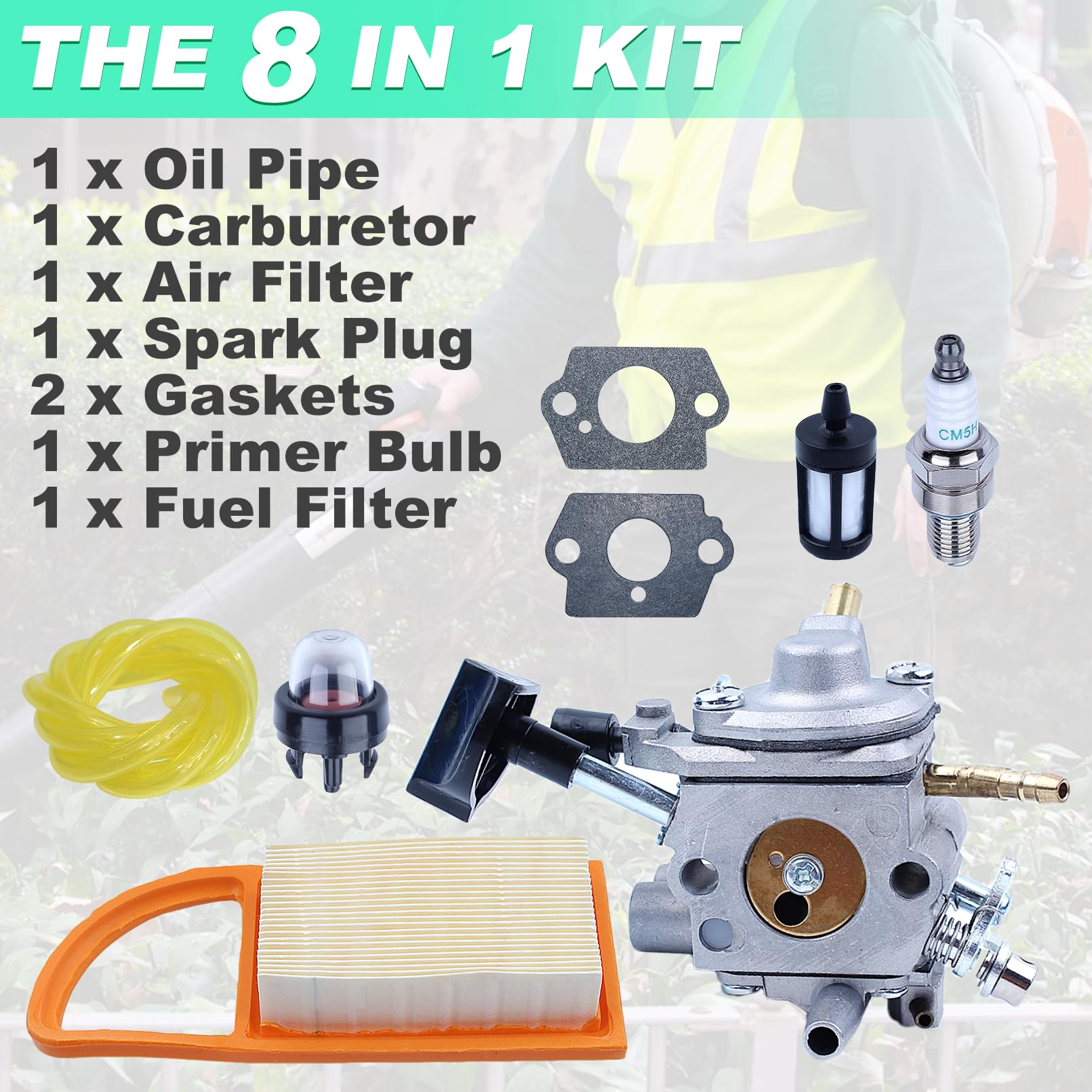Kit Carburateur pour Stihl BR600 BR500 BR550 Souffleur, ADEFOL Carburateur avec Joint + Filtre à Air + Bougie + Filtre à Essence Pièces de Rechange Accessoire 4282 120 0606