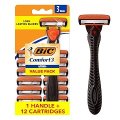 BIC Comfort 3 Refillable Three-Blade Razor for Men Sensitive Skin Razor For a Comfortable Shave 1 Handle and
