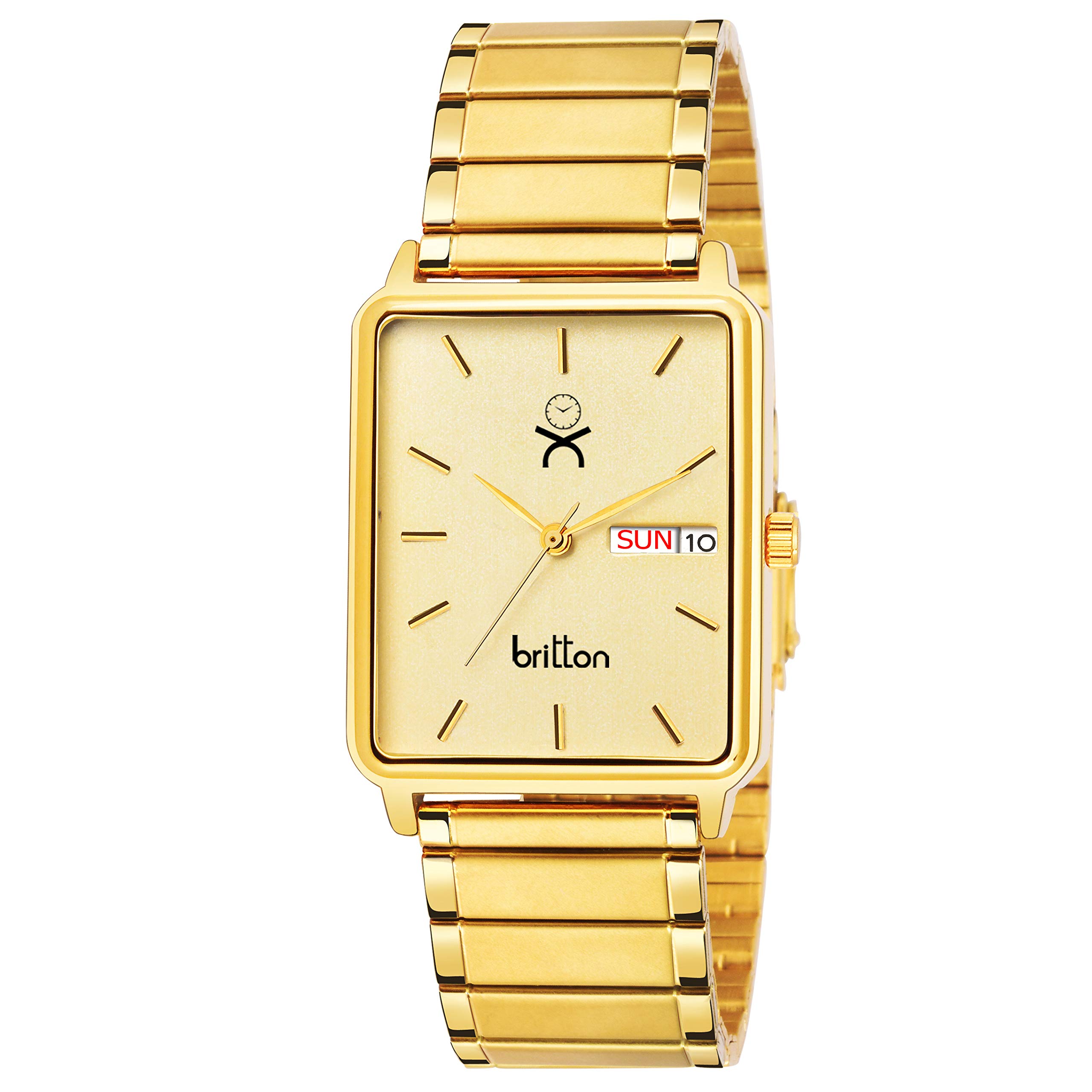 BRITTON Analog Mens Watch (Gold Dial, Gold Colored Strap) (B07VFM8DB2) Amazon Price History, Amazon Price Tracker