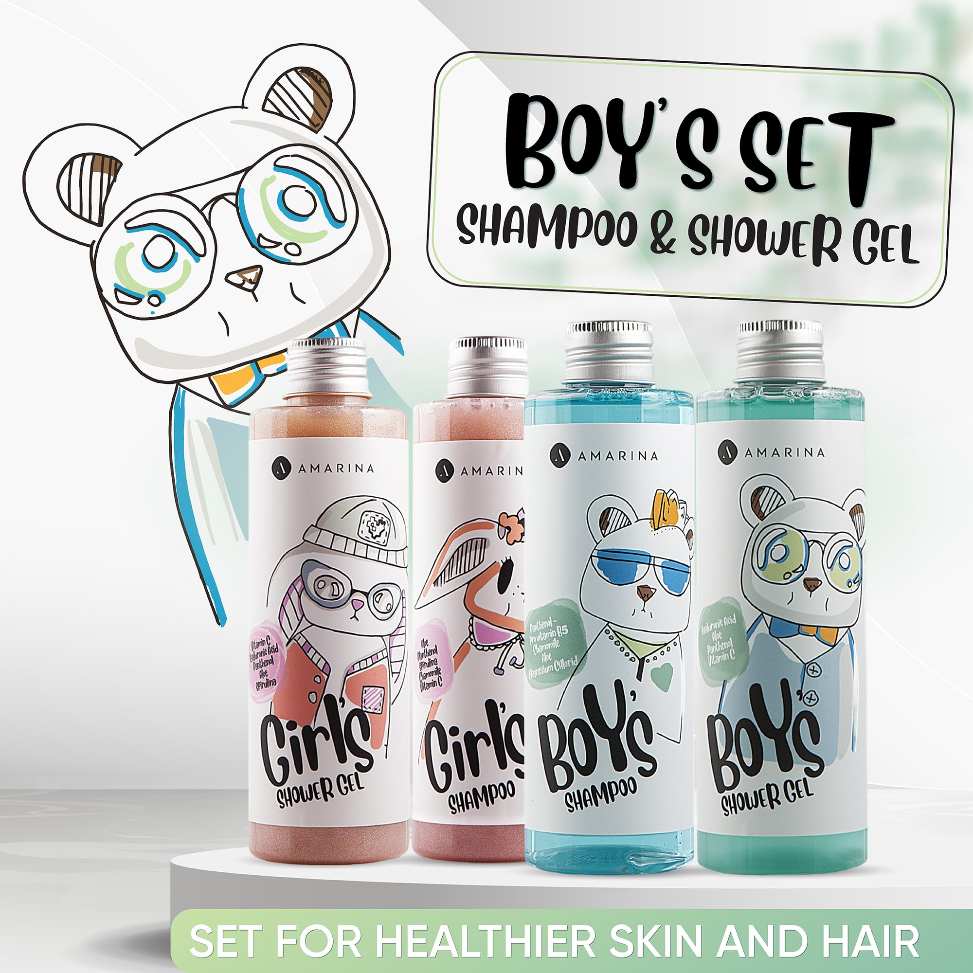 Healthy Hair for Kids & Teens: Amarina Boys Shampoo - Toxin-Free, Hypoallergenic, Nourishing Formula with Panthenol, Chamomile, Aloe Vera, & Magnesium Chloride - Promotes Thick, Vibrant Hair - Image 4