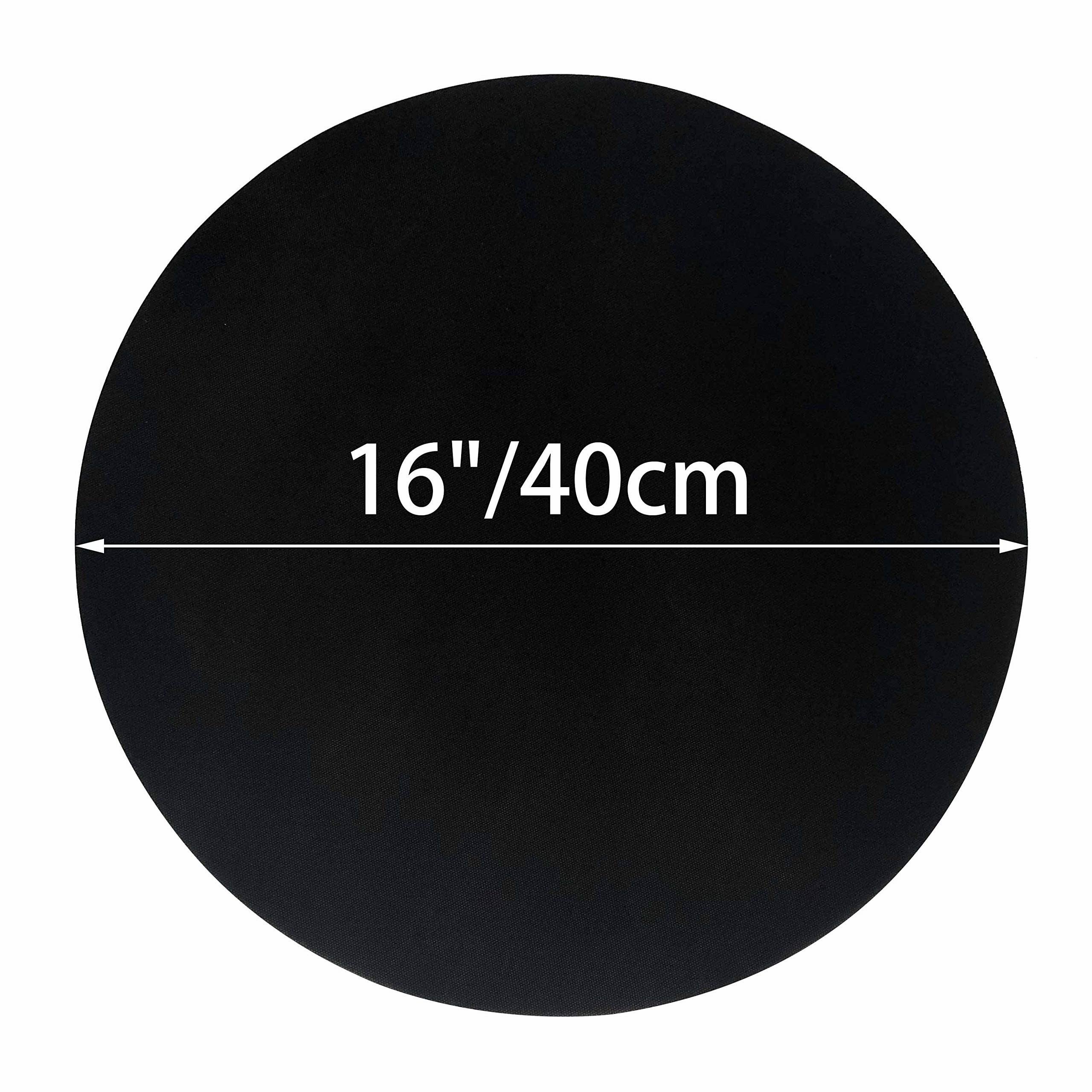 OSVINO BBQ Griglia Tappetini Rotonda Set di 5 Non Appiccicoso Riutilizzabile Accessori Barbecue per Griglia a Carbone Gas Weber Forno Elettrico Adatto per Carne Pesce Verdure, Nero, Diametro 40cm