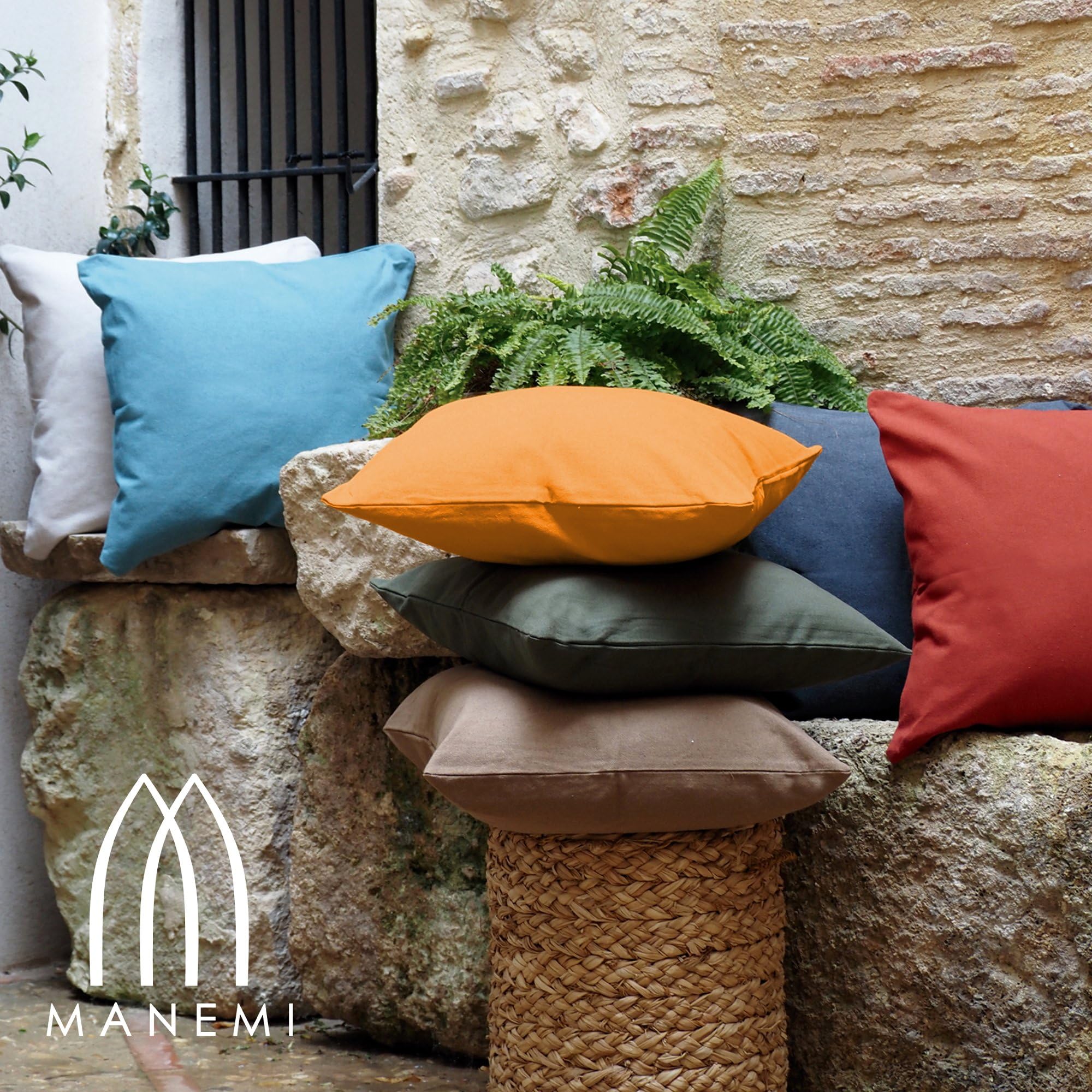 MANEMI Pack 2 Cojín 60x60cm Algodón – Cojín para Sofá, Cama, Hecho en España, con Cremallera, 70% Algodón 30% Poliéster, Tamaños