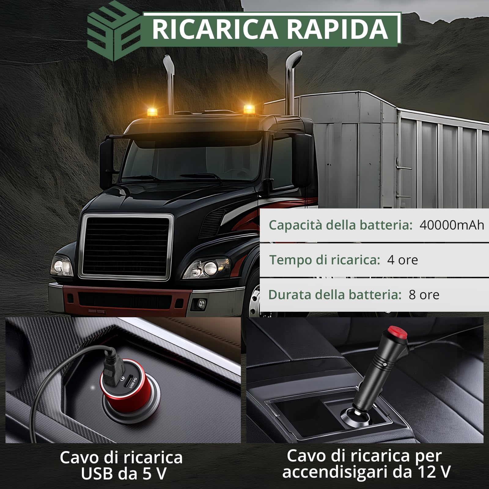 EYPINS 72 LED 72 W Luce Lampeggiante Senza Fili con Telecomando, Luce Rotante con Accendisigari e Cavo di Ricarica USB,Base Magnetica,E57/IP65,Coperchio Ambra,per Auto Trattore,Camion,12 V/24 V
