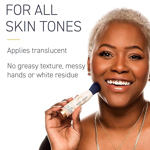 Miniatura 4 de Brush On Block Protector solar mineral en polvo, recargable de amplio espectro SPF 50, seguro para pieles sensibles, protección facial UVA UVB,