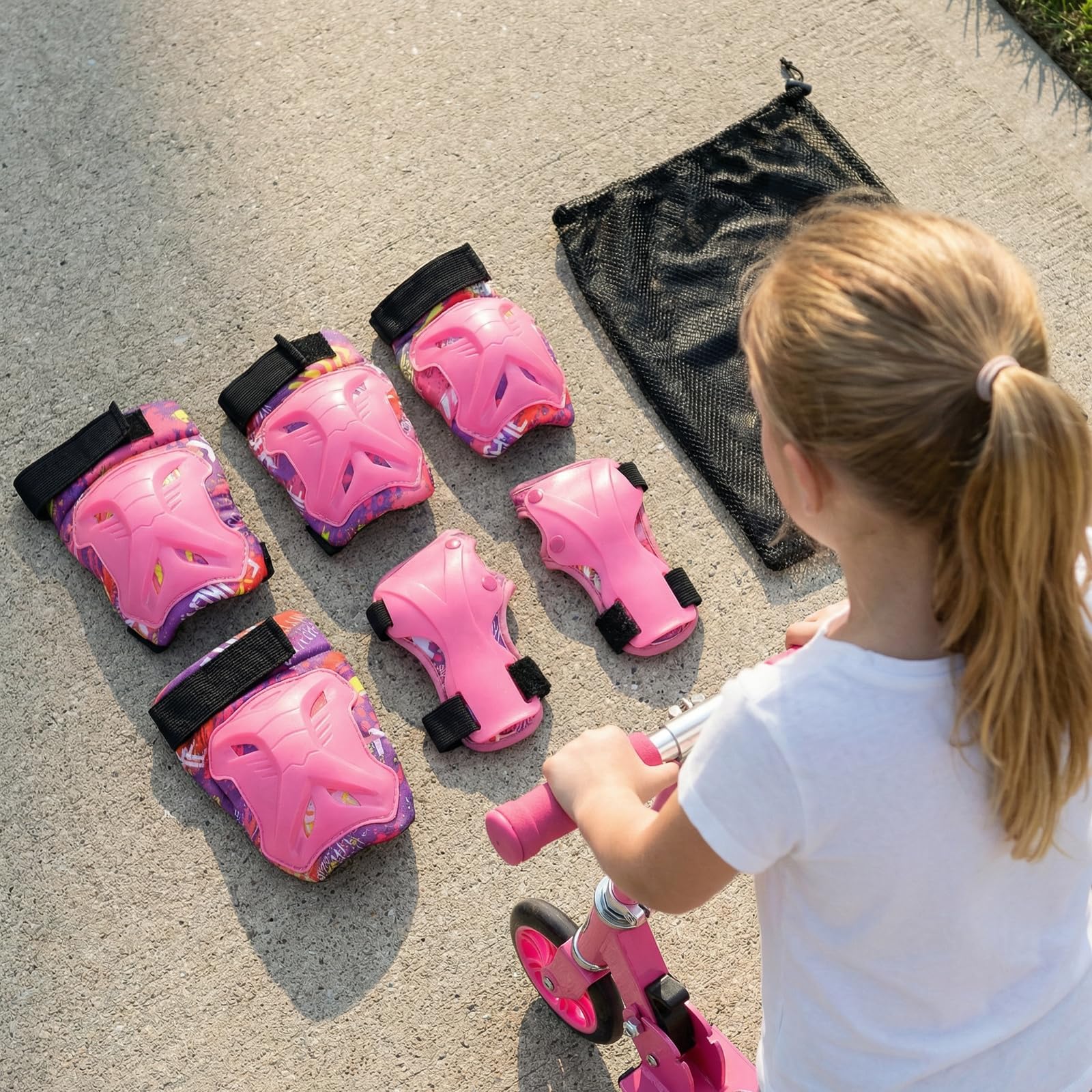 Ginocchiere per Bambini 2-14 Anni,6 In 1protezione Kit per Bambini Sicurezza Set Bambino Ginocchiere, Gomitiere e Polsiere Regolabili per Skateboard Bicicletta Pattinaggio Scooter e Rollerblade