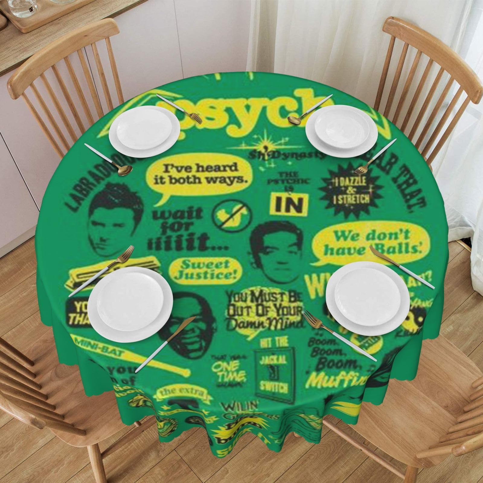 DCEHGEW 60 In Round Tablecloth with Lace, Psych pineapple quote Printed Oilproof & Washable Fabric Picnic Table Cloth Table Covers