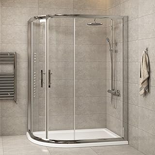 1000 x 800 mm L/H Offset Quadrant Shower Enclosure with Stone Tray 6mm Tempered Glass Sliding Door Shower Cubicle