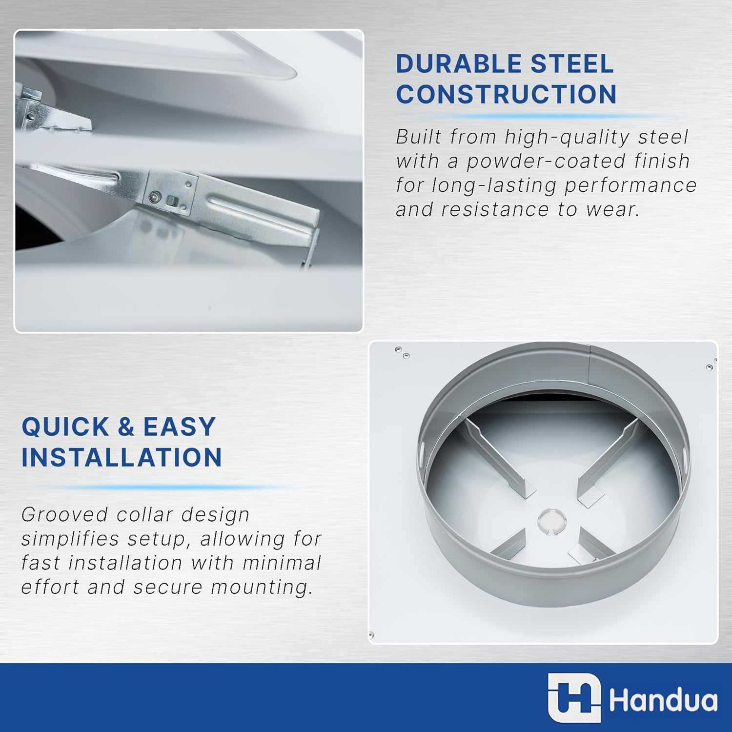 Fits 24x24 Steel T-Bar Drop Ceiling Grid | 2x2 Feet Lay in Steel Air Supply Diffuser with Round 12" [Neck Size] by Handua | 3 Cone | Drop Celing Vent | White | Outer Dimension: 23-3/4" x 23-3/4"
