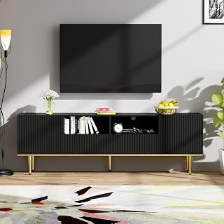 ModernLuxe Mobile Porta TV Moderno 165cm, Mobiletto TV con Cassetto per Mobili da Camera da Letto e Soggiorno, Nero