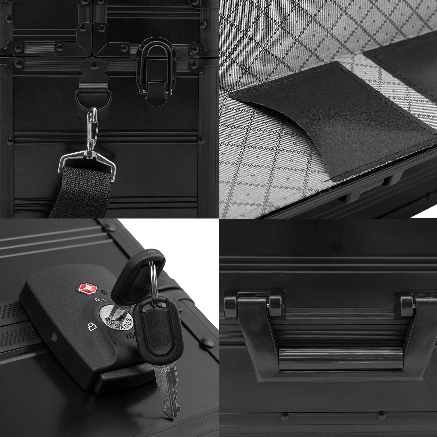 anndora Pilotenkoffer Businesskoffer TSA Schlösser Aluminium Oberfläche Schwarz