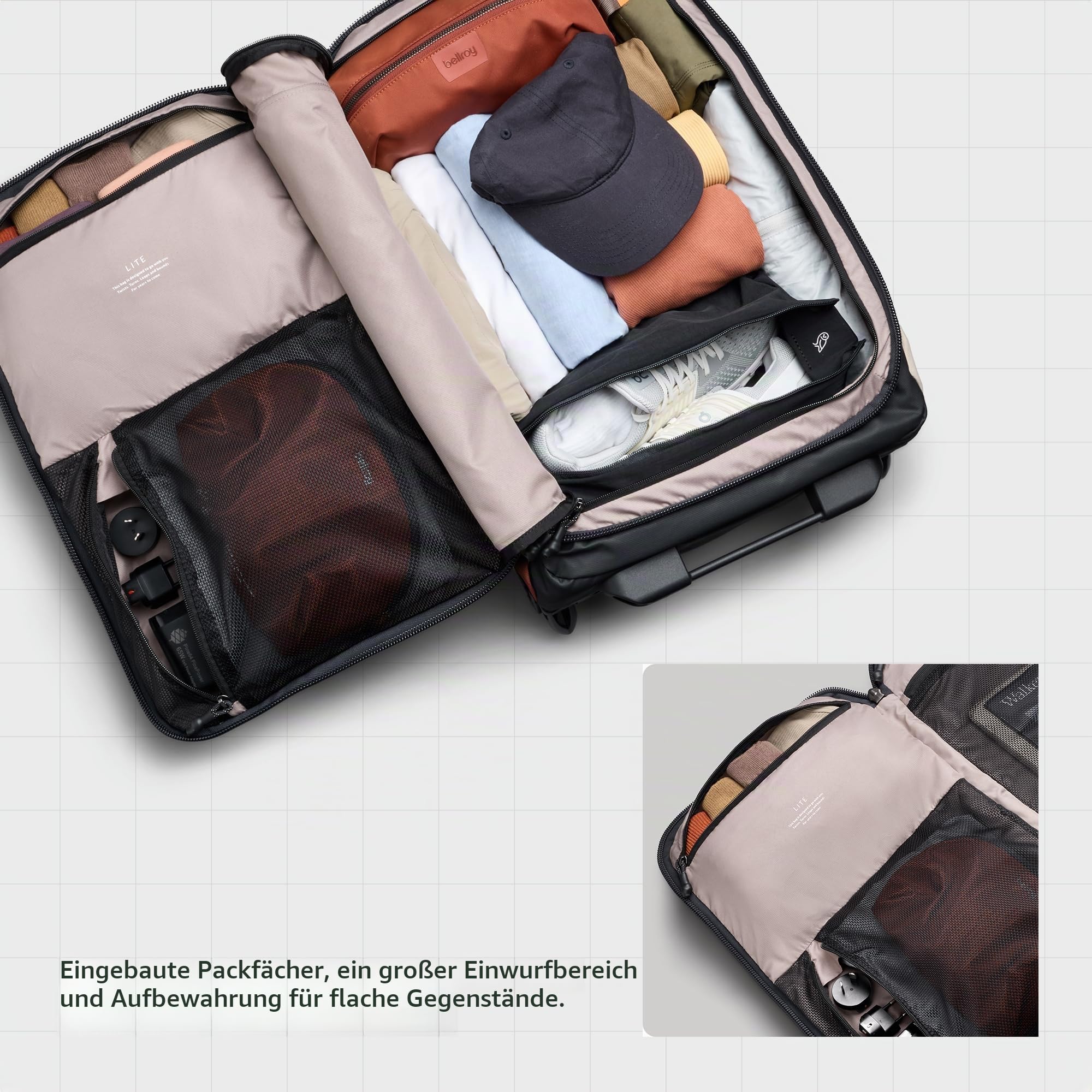 Bellroy Lite Carry-On 38L, Leichter Koffer - Black