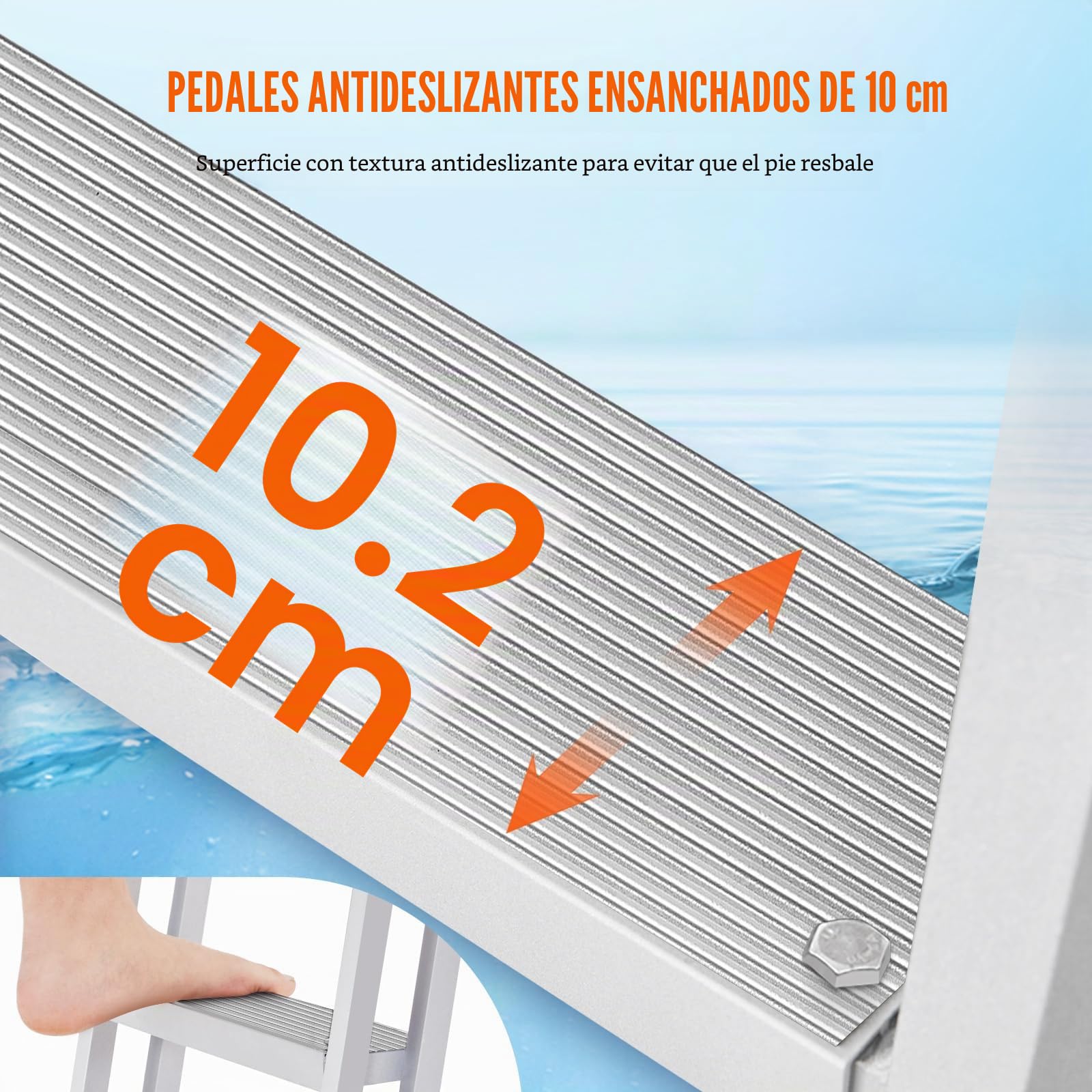 VEVOR Escalera de Muelle, 3 Escalones Extraíbles, Escalera de Pontón de Aleación de Aluminio con Escalón Pedales Antideslizantes Fácil de Instalar para Barco, Lago, Piscina, Embarque Marino
