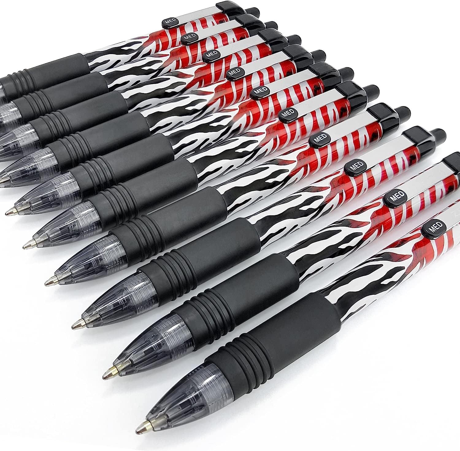 Zebra - Z-Grip Smooth - Retractable Ballpoint Pen - Limited Edition Funky Flame Design - Pack of 10 - Black Ink